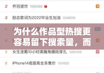 为什么作品型热搜更容易留下搜索量,而人物型热搜更容易留下情绪记忆 为什么作品型热搜更容易留下搜索量,而人物型热搜更容易留下情绪记忆